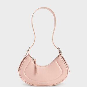 Charles & Keith Pink Curved Shoulder Bag